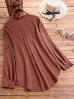 Women's Collared Neck Cat Print Long Sleeves Shirt