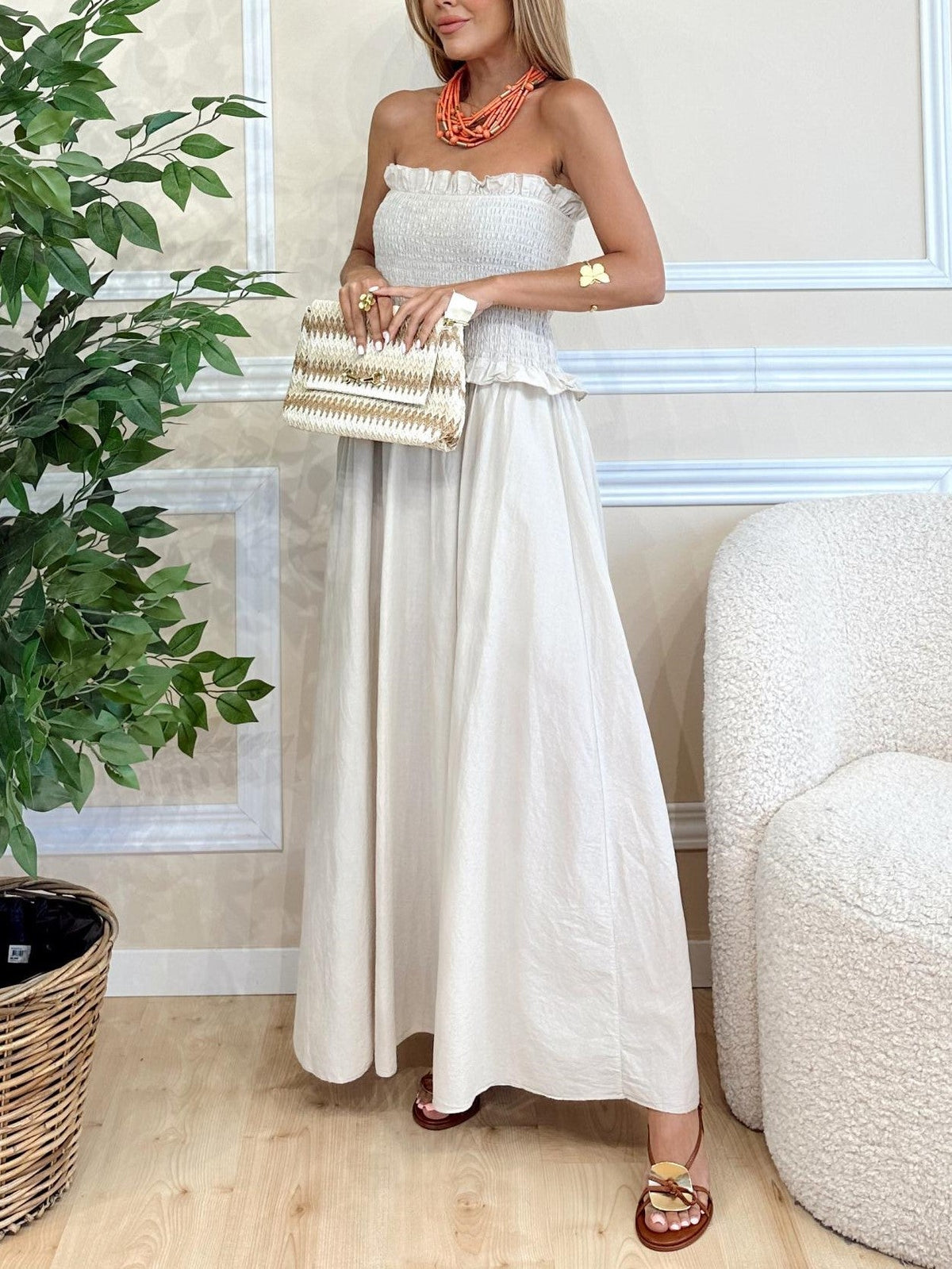Women's Smocked Tube Top Maxi Dress