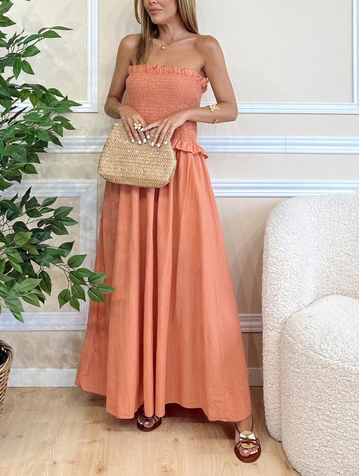 Women's Smocked Tube Top Maxi Dress