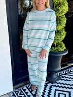 Women's Cozy Striped Plush Lounge Two-Piece Set