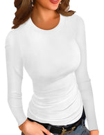 Round Neck Stretch Slim Ribbed Basic Shirts