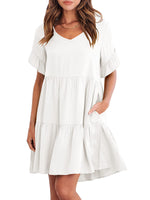Casual Ruffle A-Line Flowy Mini Beach Dress