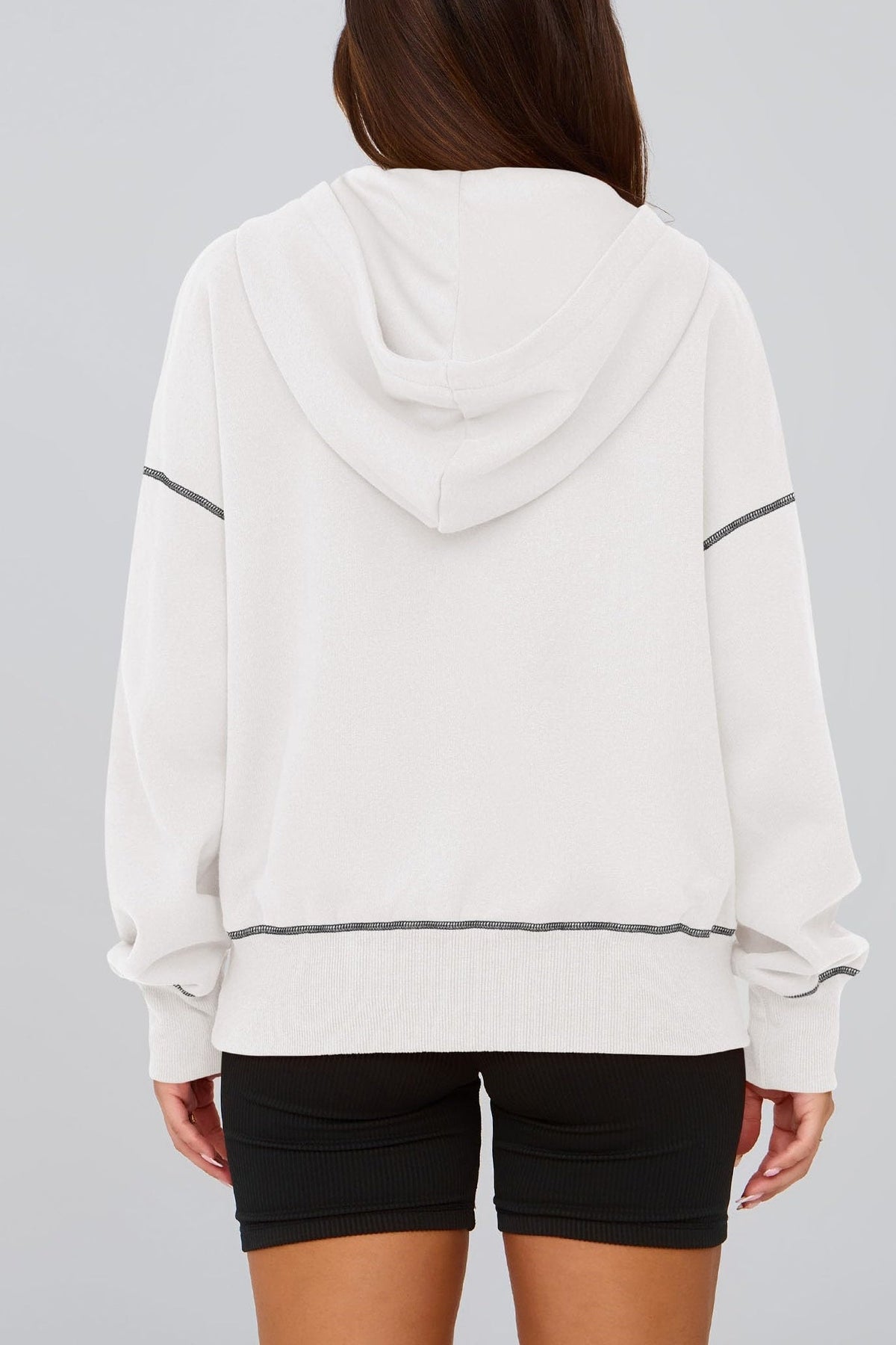 Women's Half Zip Long Sleeve Cropped Hoodie