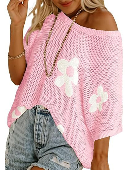 Summer 2026 Short Sleeve Floral Crochet Tops