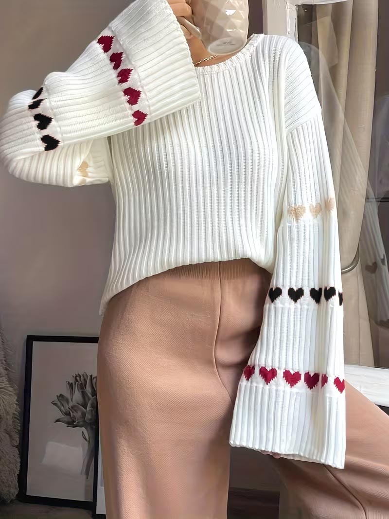 Women's Heart-shaped Knitted Sweater