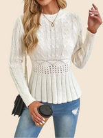 Women's Crew Neck Long Sleeve Chunky Knit Sweater