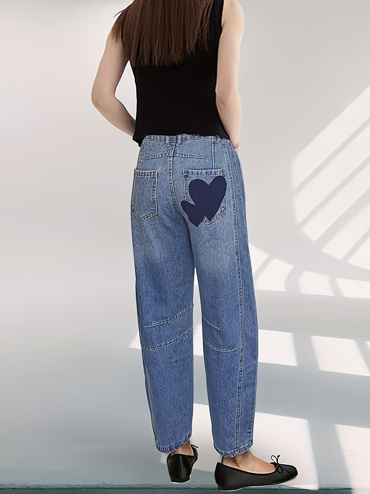 Women's Mid Rise Heart Barrel Jeans