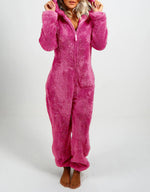 Women's Pajamas Furry Zipper Jumpsuit Hooded Pajamas