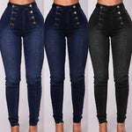 Double Breasted High Waist Skinny Jeans