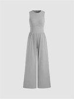 Women's Solid Sleeveless Wide Leg Jumpsuit