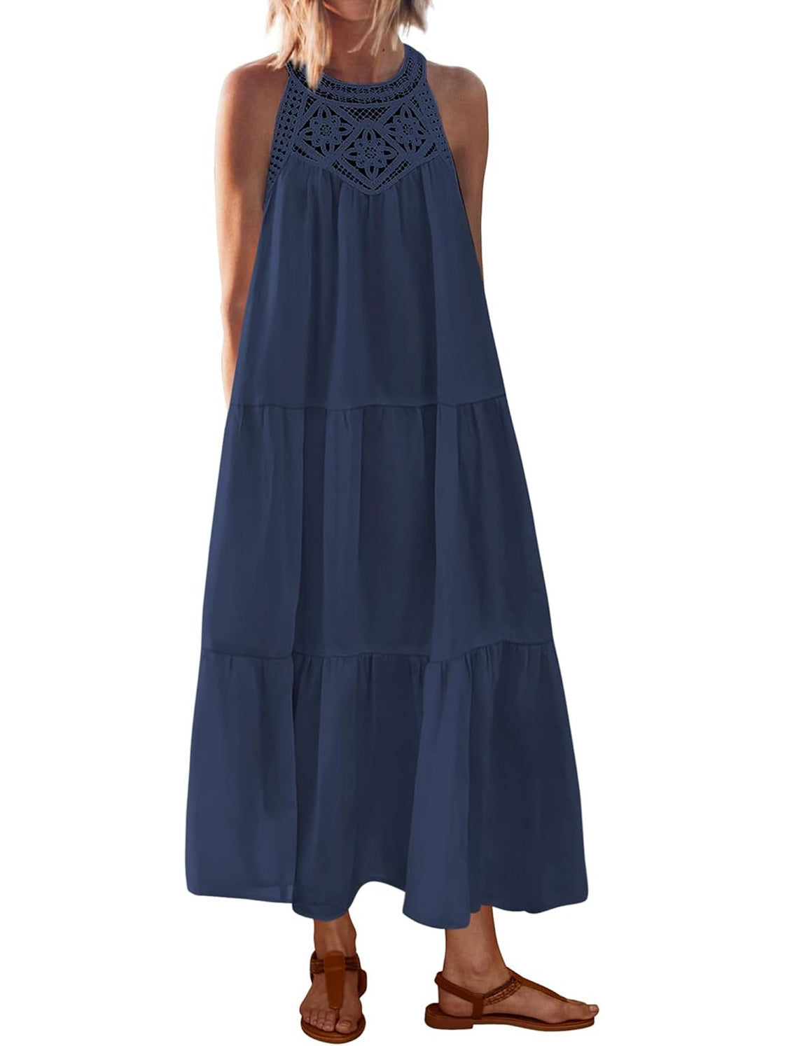 2026 Women's Boho Sleeveless Hollow Out Maxi Dress