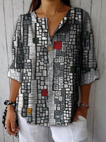 Retro Geometric Print Blouse