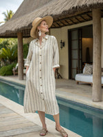 Resort V-neck Long Sleeve Midi Dress