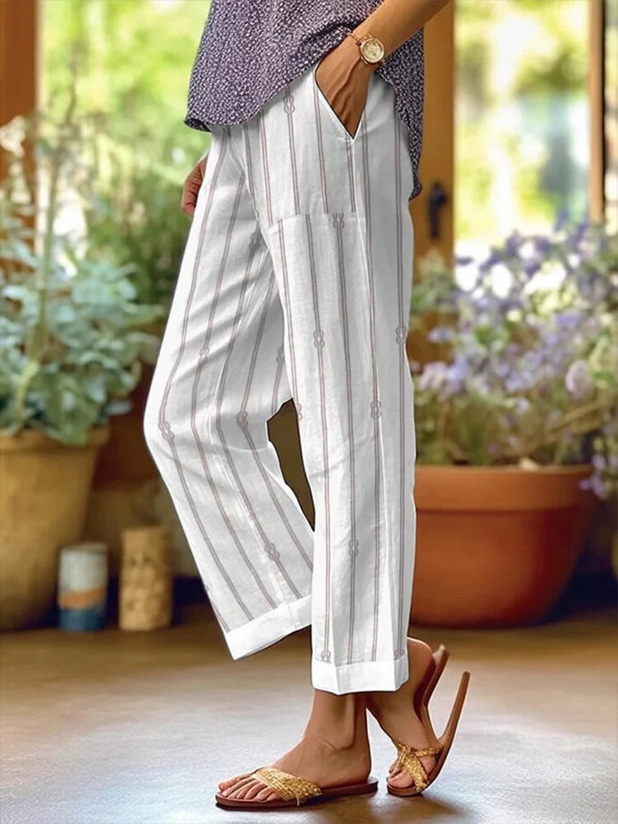 Twisted Stripe Design Loose Pocket Pants