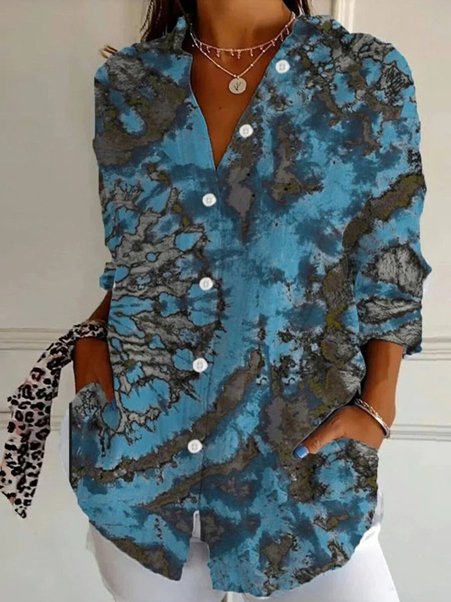Vintage Abstract Print Blouse