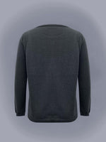 Gray Crew Neck Long Sleeve Comfy Button Down Knit Sweater