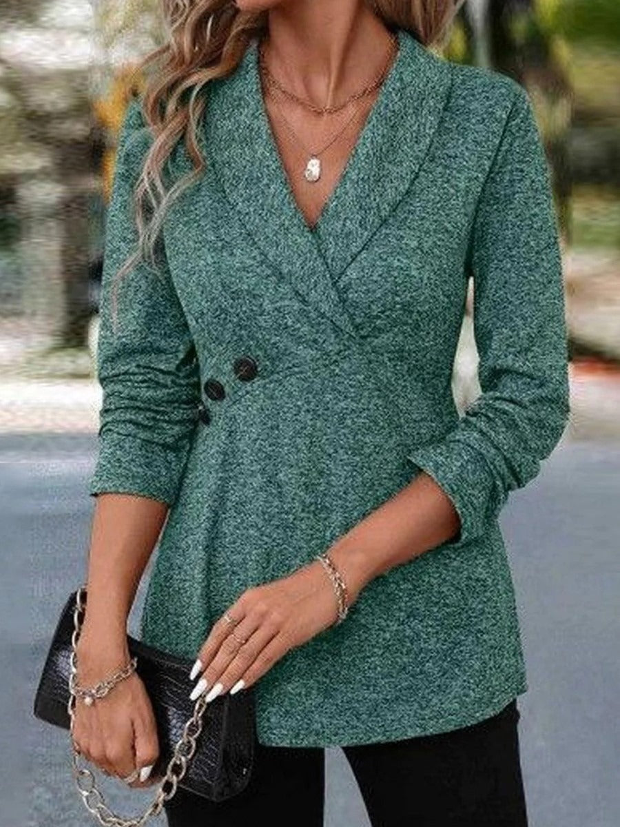 Casual Plain Long Sleeve Tops