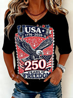 Women's Independence Day Graphic Print Crew Neck Casual Short Sleeve T-Shirt