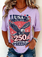 Women's Independence Day Graphic Print Crew Neck Casual Short Sleeve T-Shirt