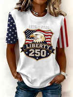 Women's Independence Day America 250th Anniversary Eagle Graphic Crew Neck T-Shirt