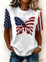 Women's Independence Day America 250th Anniversary Eagle Graphic Crew Neck T-Shirt