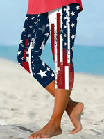 Women's Vintage American Flag Print Capri Leggings