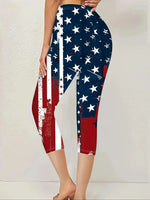 Women's Vintage American Flag Print Capri Leggings