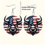American Flag Shaped Acrylic Dangle Earrings