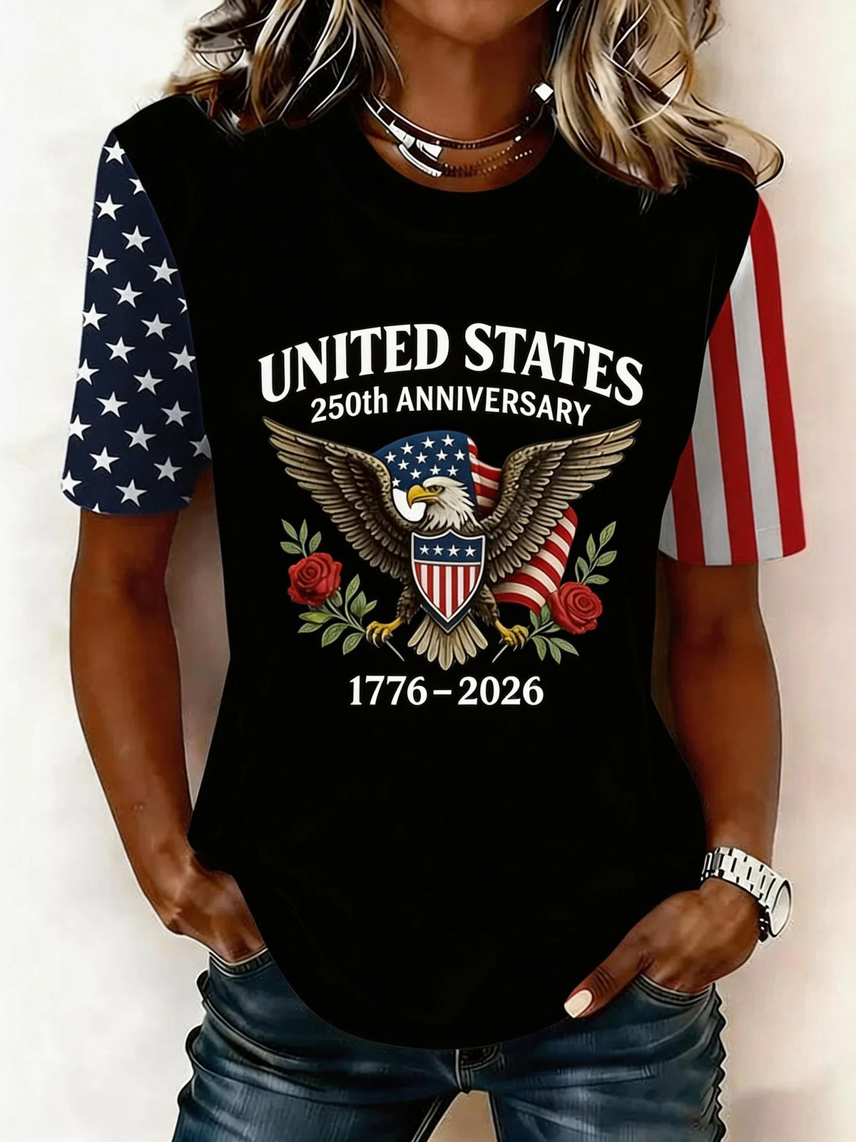 Women's United States 250th Anniversary Eagle Graphic Crew Neck T-Shirt