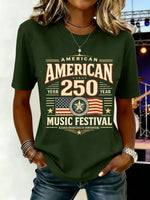 Women American 250 Music Festival 3D Print Crew Neck T-shirt
