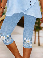 Women's Soft Comfort Floral Print Capri Pants for Daily Casual Wear