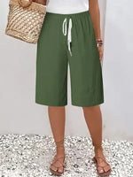 Women's Casual Straight-Leg Cotton Linen Shorts