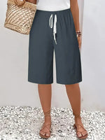 Women's Casual Straight-Leg Cotton Linen Shorts