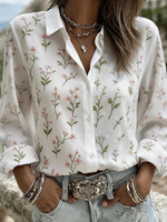 WhiteDitsy Long Sleeve Floral Lightweight Regular Fit Shirt For Women