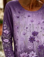 Casual Floral Crew Neck Long Sleeve T-shirt