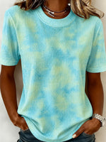 Casual Ombre Crew Neck Short Sleeve T-shirt