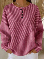 Casual Striped Crew Neck Long Sleeve Sweatshirt