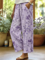 Women Floral Long Pants Vintage Spring/Fall Trousers