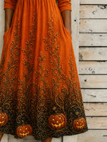 Women Halloween Summer Dress Crew Neck Half Sleeve A-Line Dress