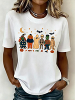 Casual Cartoon Crew Neck Short Sleeve T-shirt