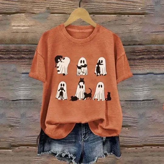 Casual Cartoon Crew Neck Short Sleeve T-shirt