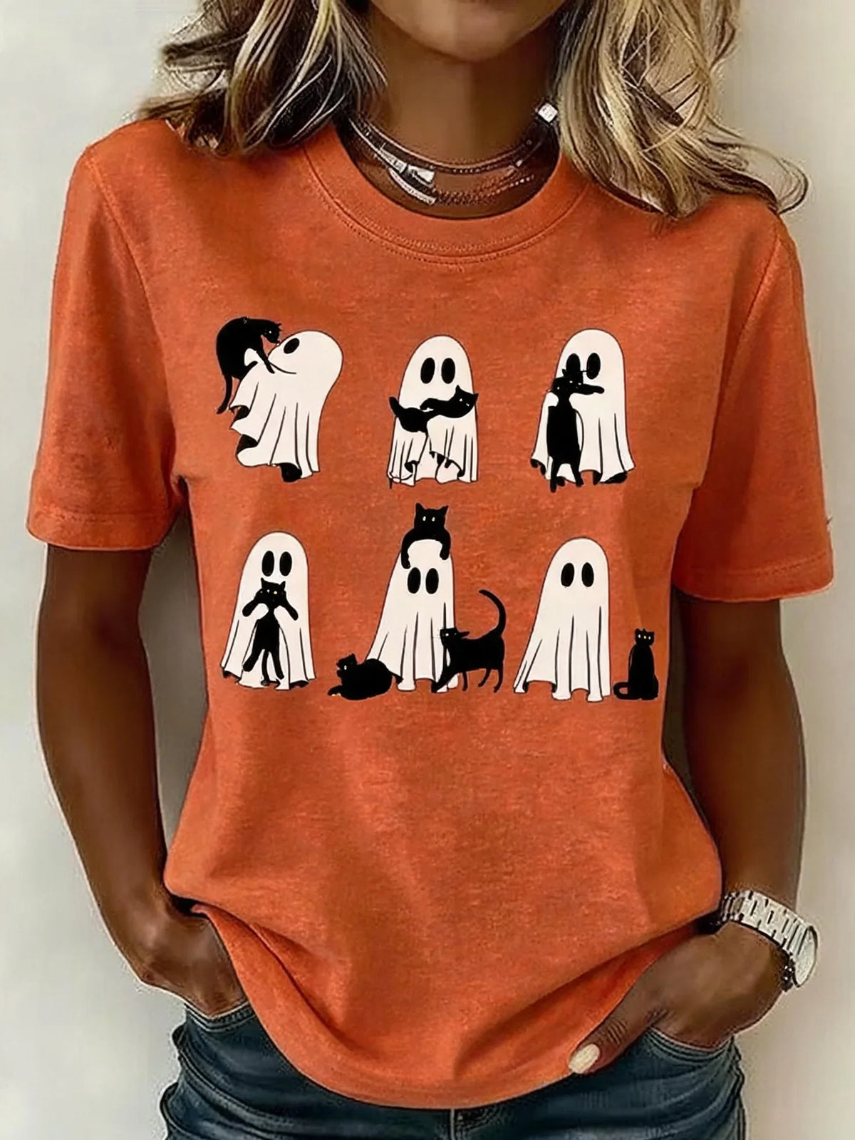 Casual Cartoon Crew Neck Short Sleeve T-shirt