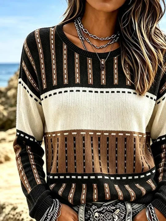 Casual Abstract Crew Neck Long Sleeve Sweater