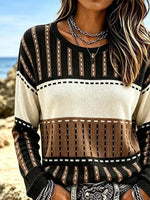 Casual Abstract Crew Neck Long Sleeve Sweater
