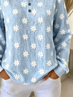 Casual Floral Crew Neck Long Sleeve Sweatshirt