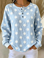 Casual Floral Crew Neck Long Sleeve Sweatshirt