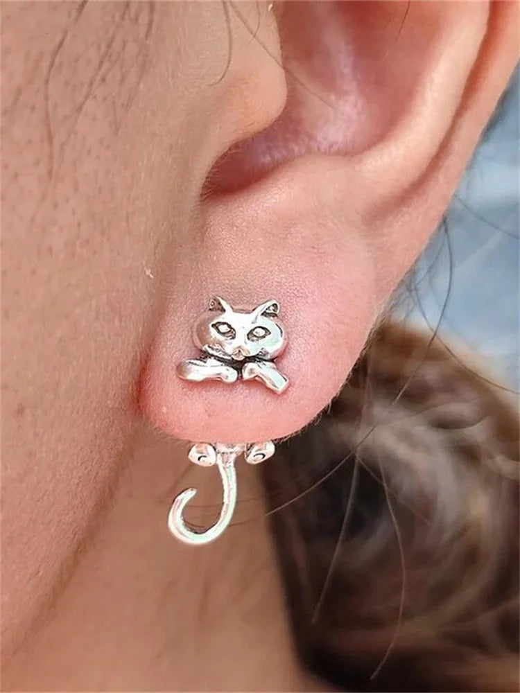 Creative Pierced Cat Stud Earrings