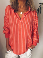 Casual Long Sleeve Stripe Collared Buttons Shirts