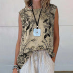 Floral Print Round Neck Tank Top