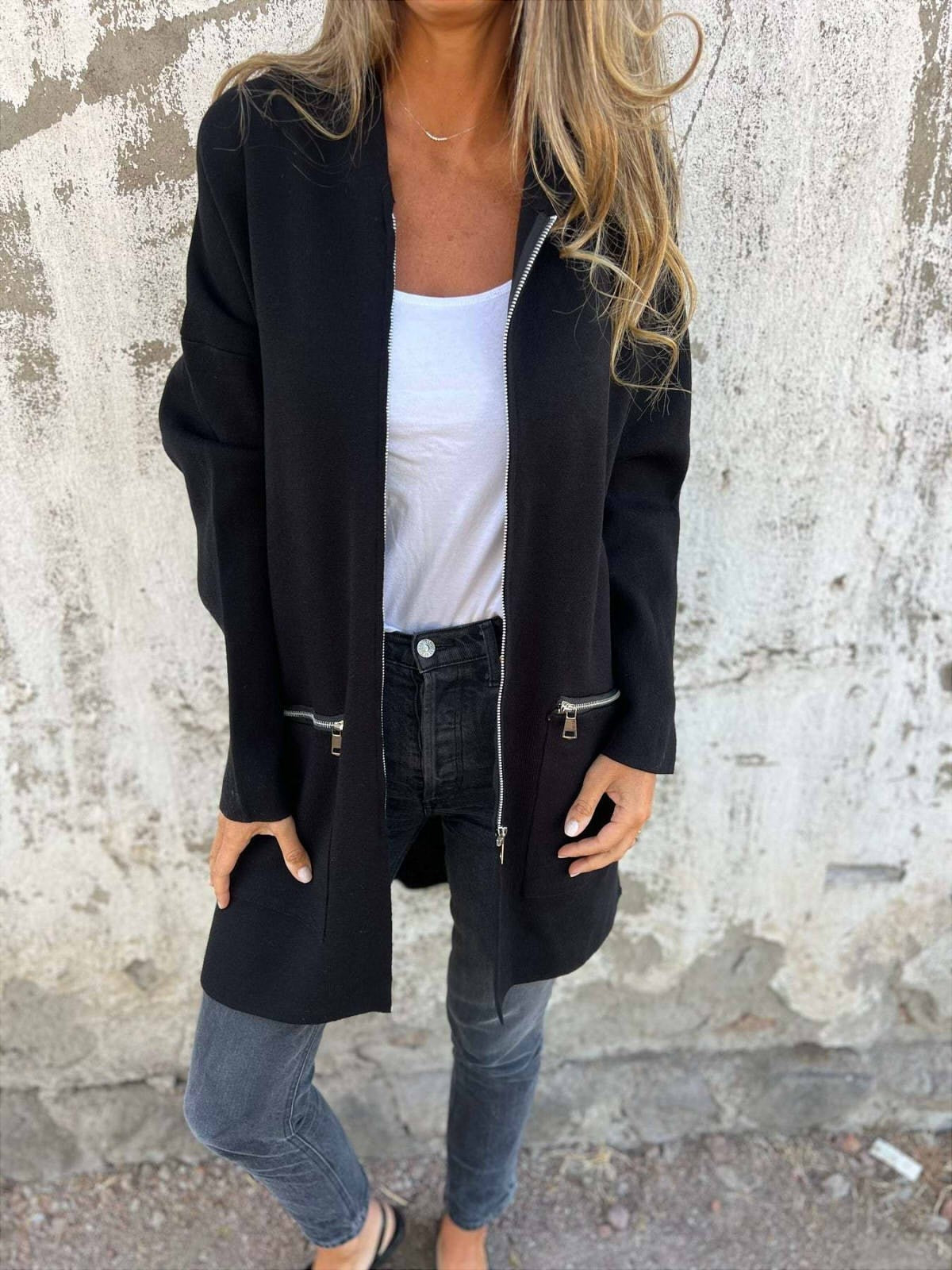 Women's Long Sleeve Zipper Casual Hooded Jacket